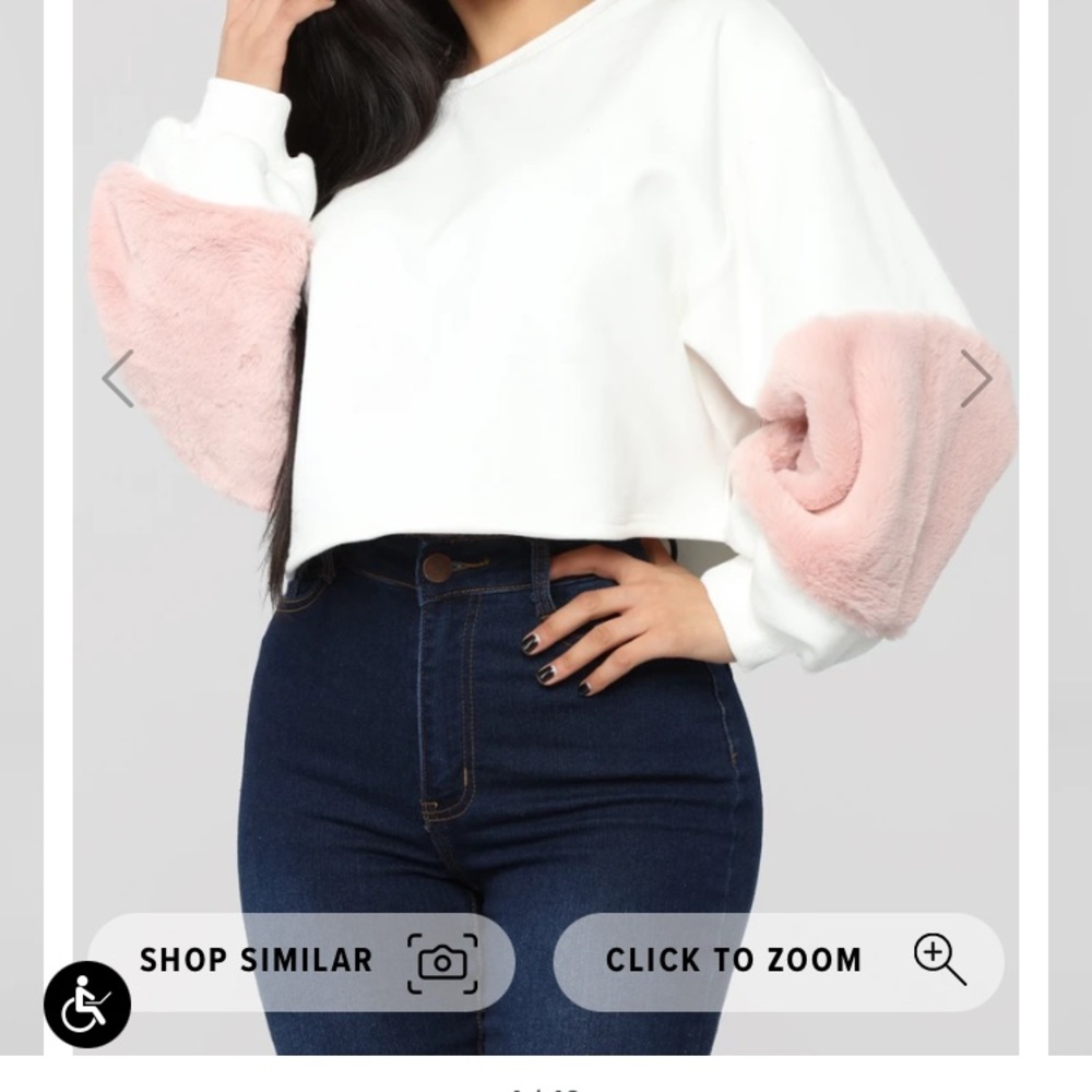 Masha Fur Sleeve Sweatshirt - White/combo